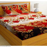 Glace cotton, 3D printed, superfine king size double bed sheets combo pack (2 bedsheets & 4 pillow covers), ideal for adults. Set on display